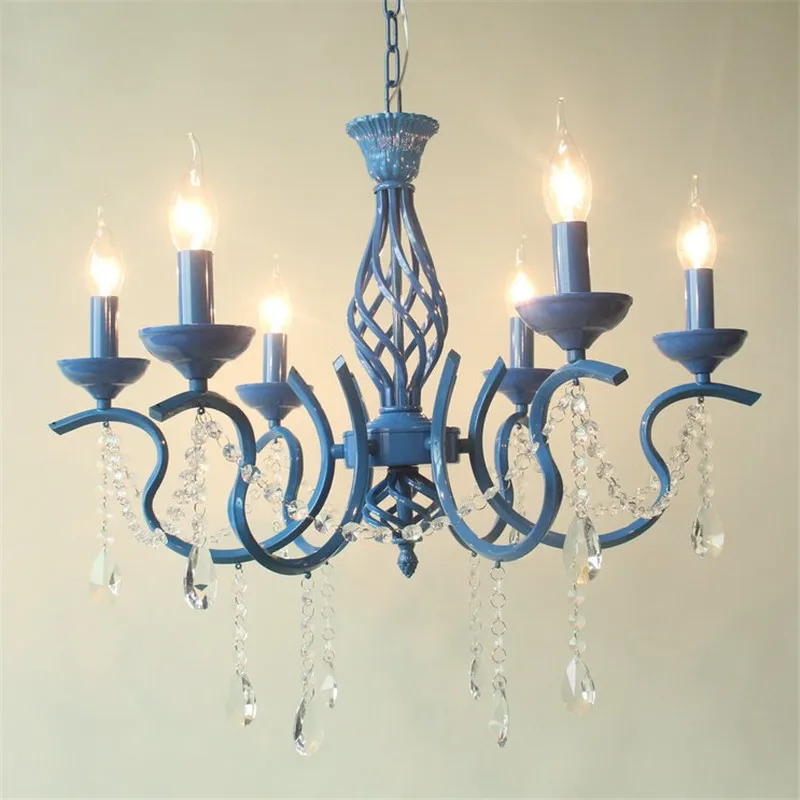 

European pastoral classic iron crystal pendant chandelier children room lamp dinning room bedroom chandeliers lamp fixture