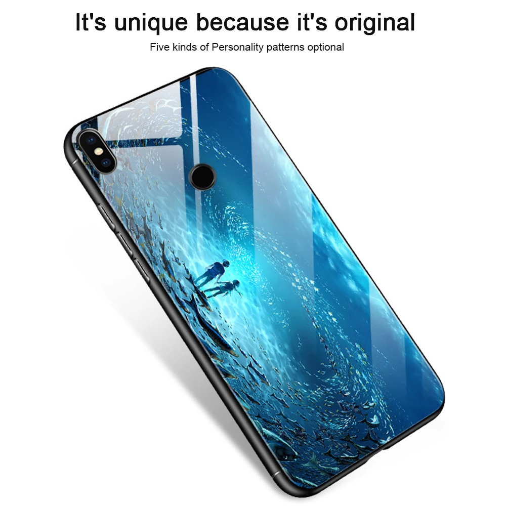 Luminous Starry Glass Case For XiaoMi RedMi Note 5 Pro Tempered Glass Cover For XiaoMi Mi 8 Se 6X RedMi 6 pro 6A 5 Plus Coque (10)