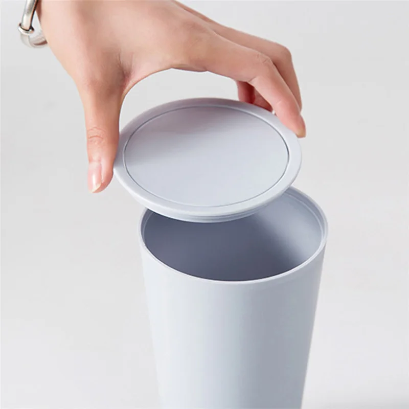 

2019 New Design Trash Can Mini Desktops Creative Covered Kitchen Living Room Trash Can Paper Storage Bucket Desktop Garbage