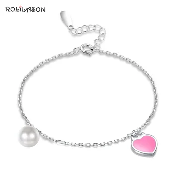 

Gift 925 sterling silver heart bracelets & bangles for women fashion jewelry two layers chain bracelet LB001