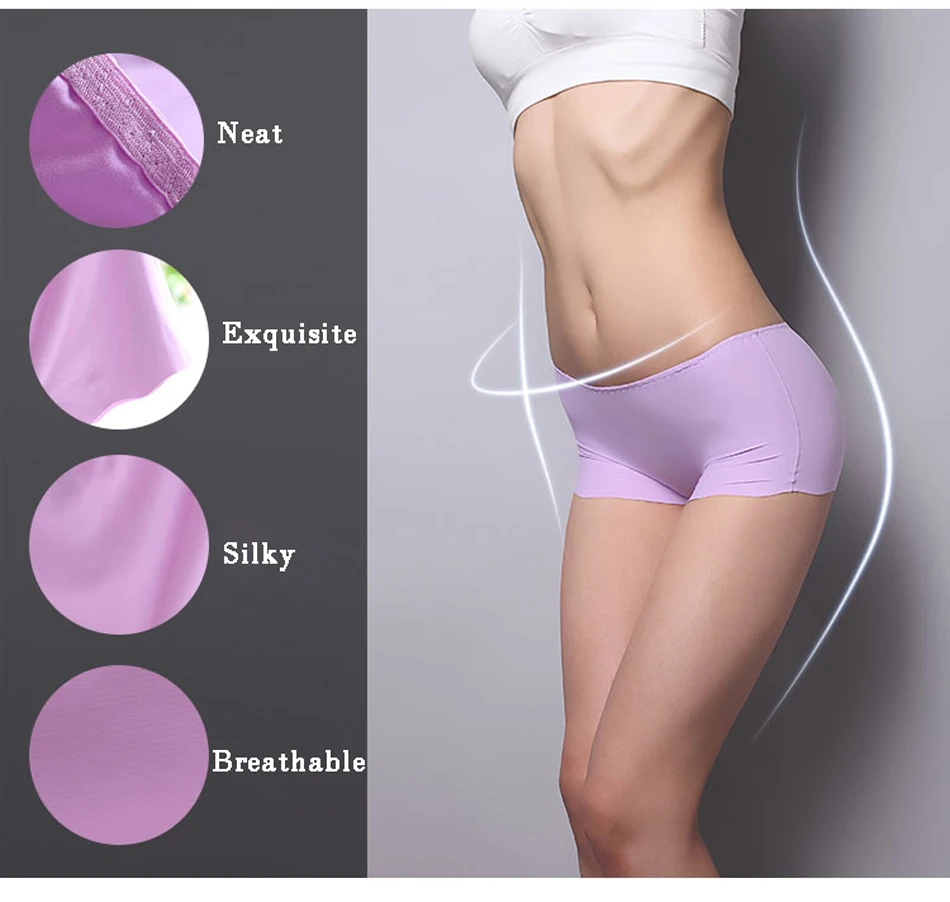 8 Colors 2017 New Arrival Ice Silk Seamless Underwear Cool Breathable Safety Panties Boy Shorts for Women Girls  Pants 1 (10)