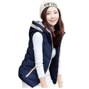 

b Waistcoats Vest Women Cardigans Jacket Winter Warm Women's Coats Down Vest With Hood Womens Vest Coat Colete Feminino