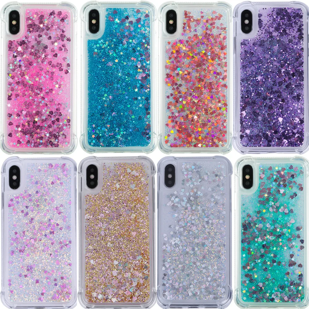 

Bling Dynamic Liquid Quicksand Case For iPhone X 5 5S SE 6 6S 7 8 Plus Shiny Love Sequin Silicone TPU Glitter Sand Case Cover