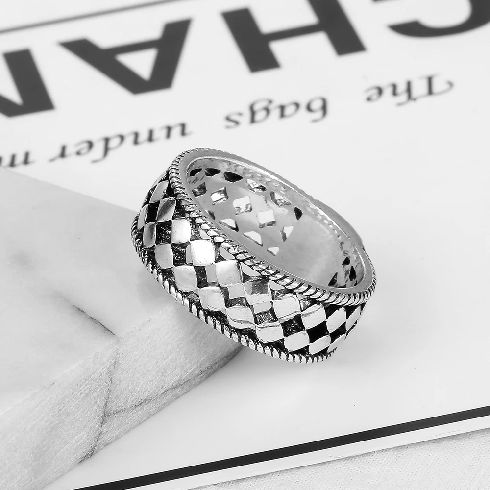 Древний серебряный цвет мода шин Pattern мужские Будды звено цепи кольцо перста