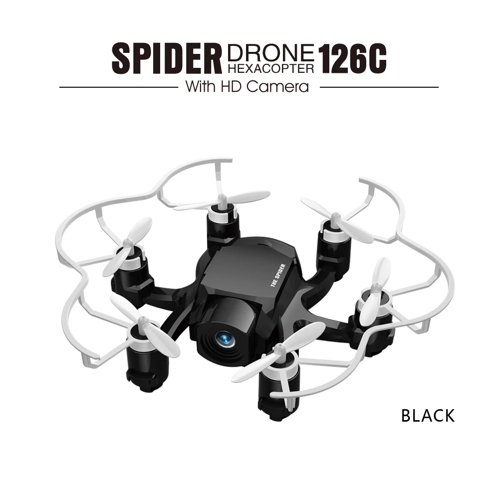 FQ777 126C Mini Spider Drone 4CH 6-Axis with 2MP HD Camera CF Mode One Key Return Function Mini RC Helicopter