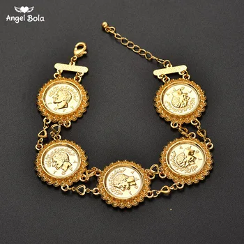 

Gold Color Money Coin Bracelet Islamic Muslim Arab Coins Bracelet for Women Men Middle Eastern Allah Jewelry African Gifts