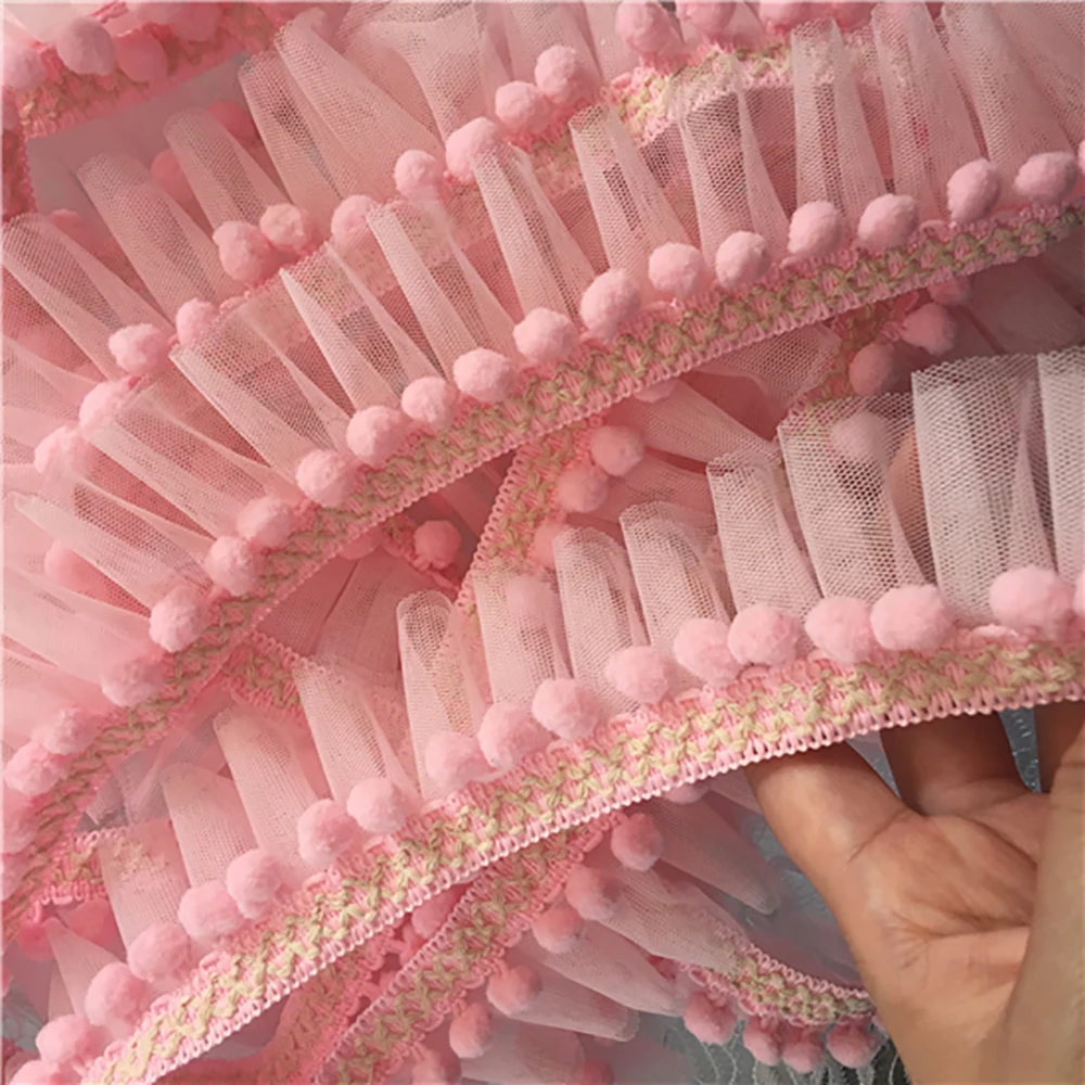 Lychee Life хлопок кисточка кружева планки белый розовый кружево с помпонами ленты DIY шитье платье Материал кружево отделка