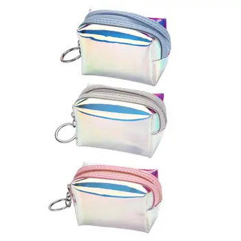 

THINKTHENDO Fashion PVC Mini Holographic Laser Wallet Pouch Purse Zipper Coin Bag Key Chain Keyring Women Girls Coin Purses