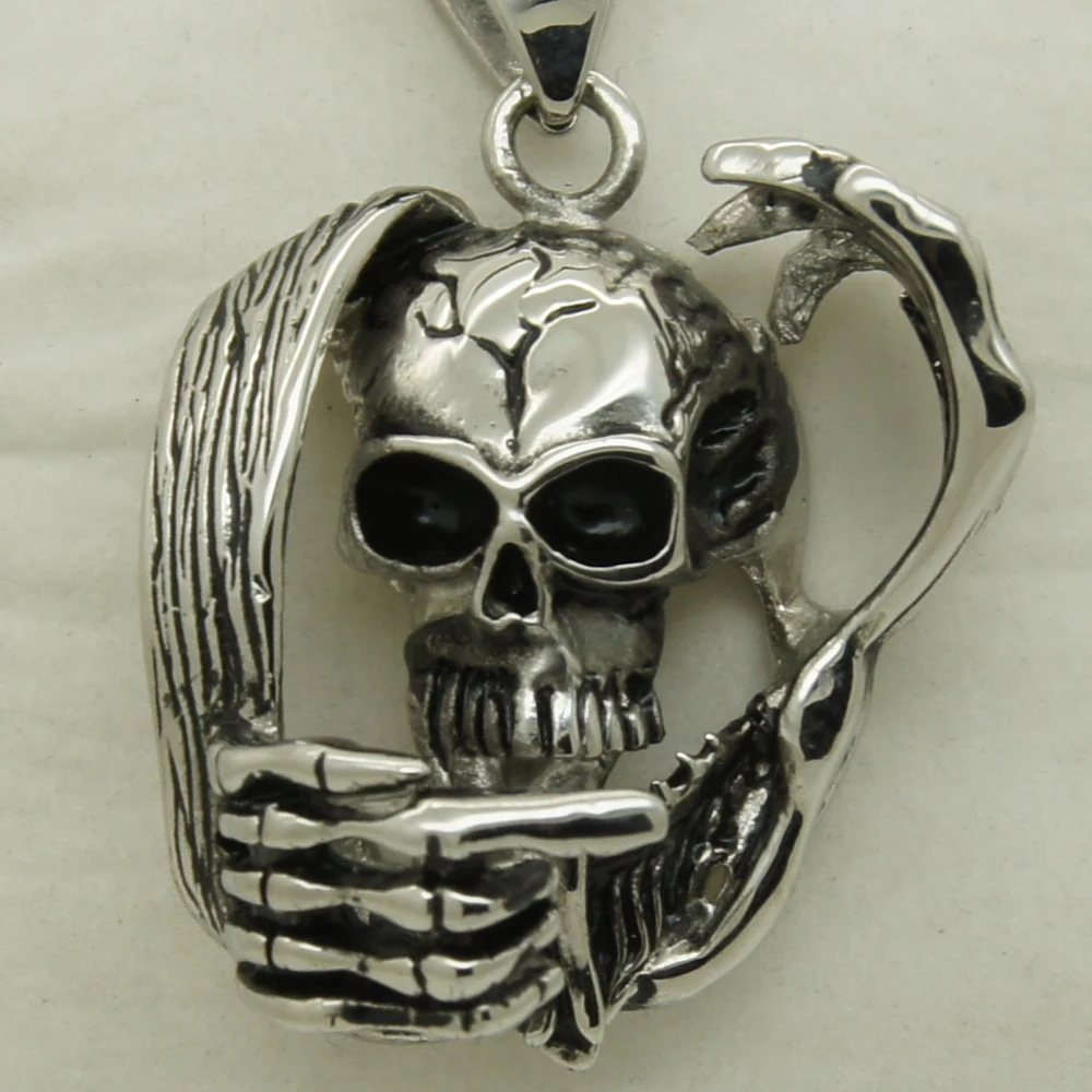 

cool big skull 316L stainless steel necklaces & pendants free shipping men jewelry