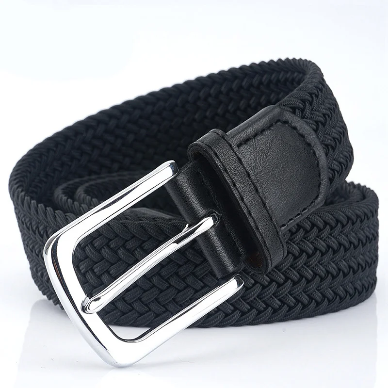 

Unisex Casual Braided Elastic Stretch Belt With Pin Buckle