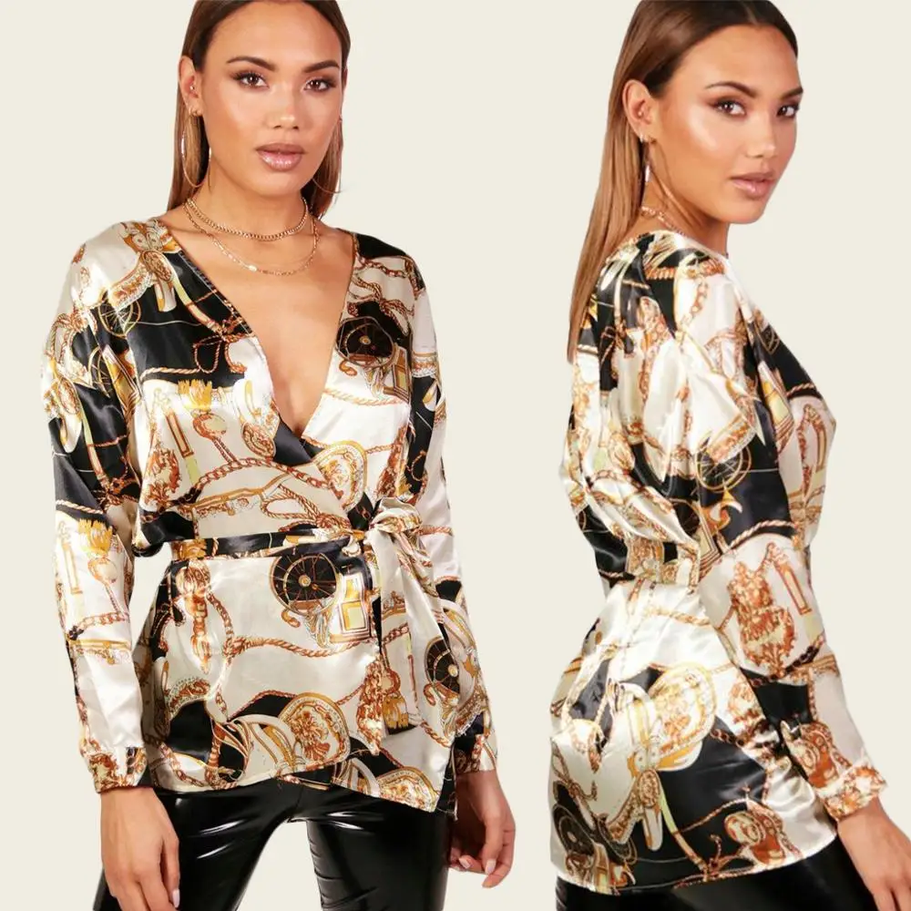 Summer V-neck Cardigan Casual Print Color Long-sleeved Shirt Women 2019 Hot Streetwear Women Spring Long Blouse Sexy Club Ladies Summer V-neck Cardigan Casual Print Color Long-sleeved Shirt Women 2019 Hot Streetwear Women Spring Long Blouse Sexy Club Ladies