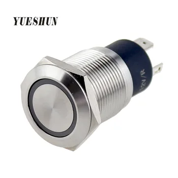 

19mm 10A 250VAC LED Push Button Switches 316 Stainless Steel 1NO Power Button With Light Auto Car Engine Start PC Power Red Blue