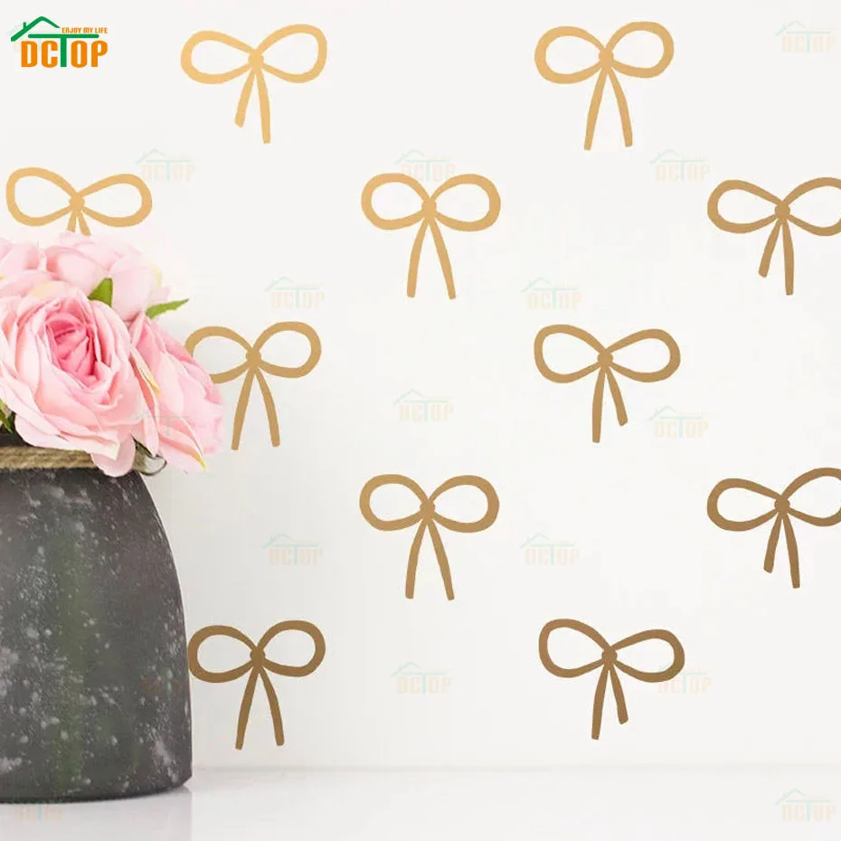 

36 Pcs/Lot Gold Bows Vinyl Wall Stickers Removable Kids Art Decor Mural Diy Wall Decals Girls Room Decoration Nursery Room