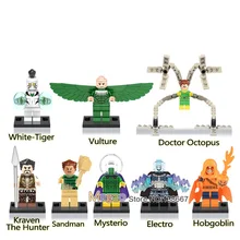 50шт \ Лот Супер Герои белый Тигриный стервятник доктор Осьминог кравен Охотник сандмен строительные блоки Образование Детские игрушки