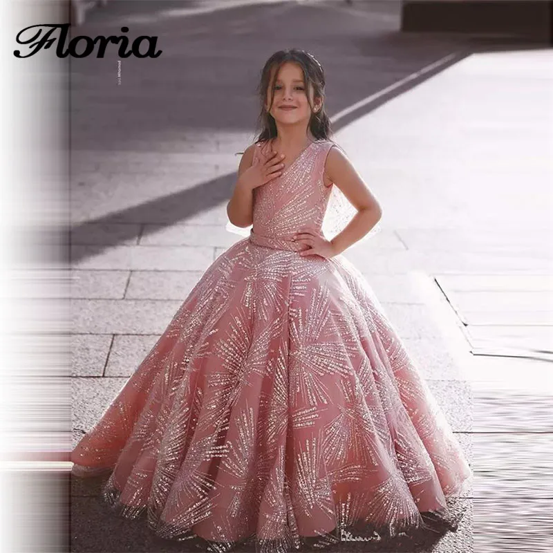 Gorgeous-Flower-Girl-Dress-with-Sparrkly-Appliques-Wrap-For-Wedding-V-Neck-Girls-Pageant-Gowns-Custom