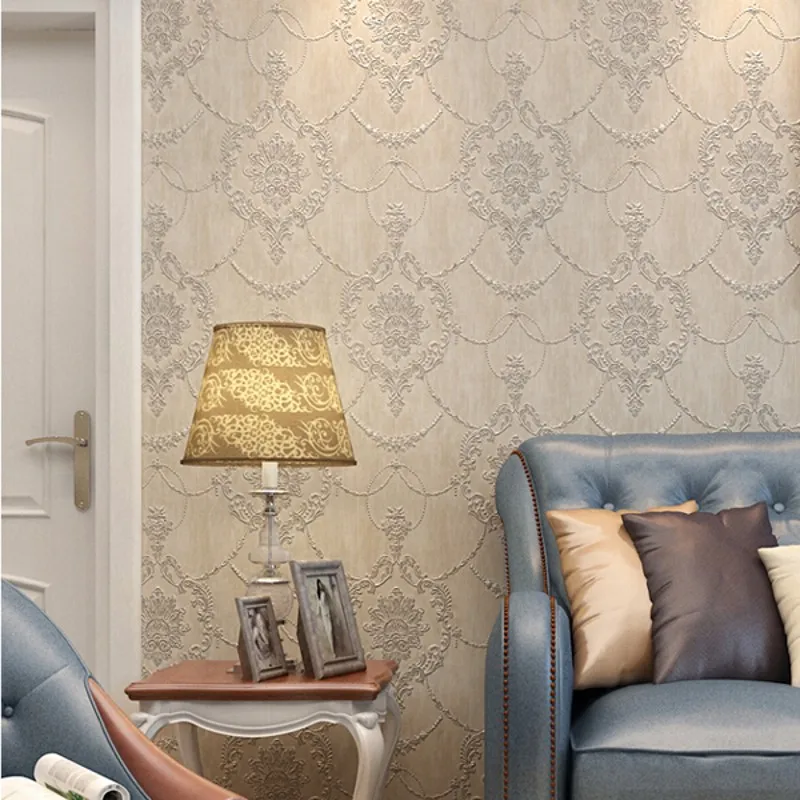 3D engraving Damascus Continental nonwoven Vinyl Wallpaper Roll Living Room Wall Decor Art papel de parede flooring Wall Paper