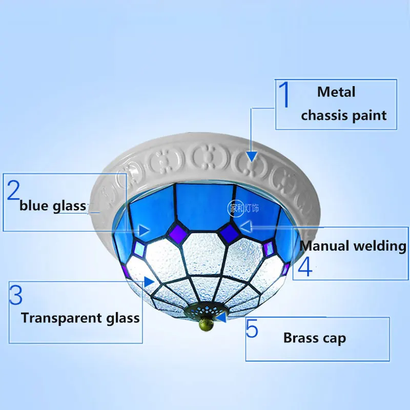 Средиземноморский барокко Тиффани Ретро Потолочные светильники E27 лампы luminaria потолочные светильники для кровати, гостиной, художественное украшение для дома