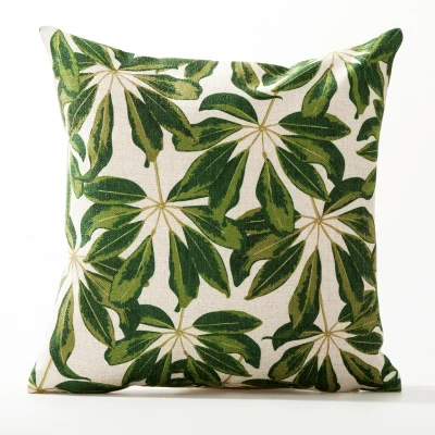 Декоративная наволочка для подушки с зеленым листом, растение из хлопка и льна, наволочка для дивана, домашний декор 45x45 - Цвет: 8