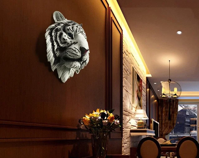 Абстрактная белая голова тигра скульптура настенная Смола животное тотем талисман украшение искусство и ремесло подарок орнамент аксессуары