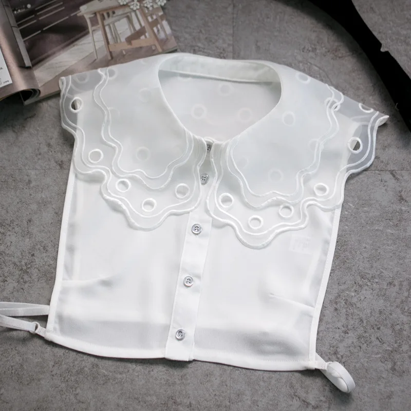 

New Arrived Fake Collar Shirt Elegant Embroidery Geometric Blouse White Shirt Collar Autumn Sweater Detachable Collar