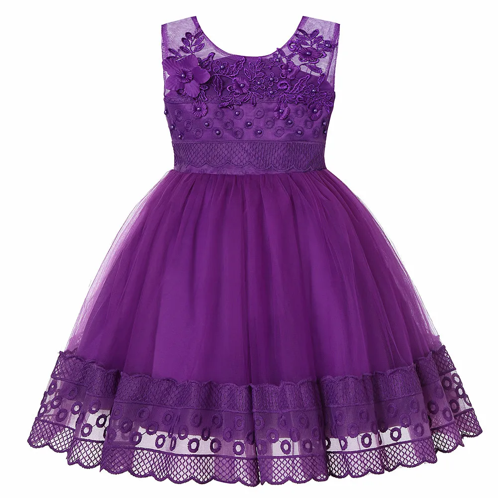 

Girl Summer Dresses Children Flower Embroidery Toddler Dress Kids Party Wedding Dress Elegent Princess Vestidos 2-14 Years