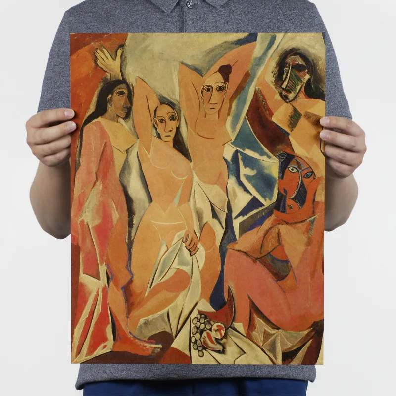 

Picasso Oil painting/Avignon girls/kraft paper/Wall stickers/bar cafe poster/Retro Poster/decorative painting 47*36cm
