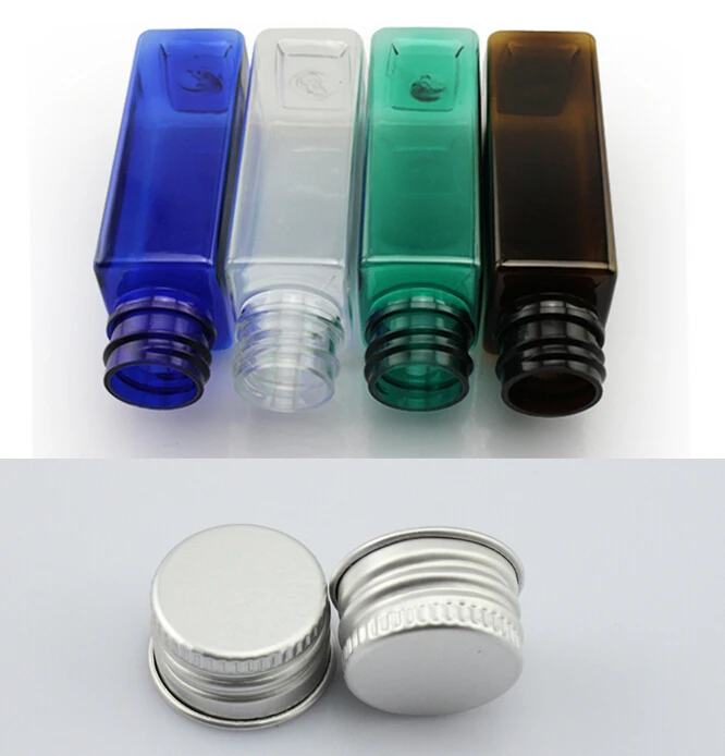 

30ml square bottle aluminum Screw cap bottle PET plastic bottle metal lid plastic bottle mini storage jars