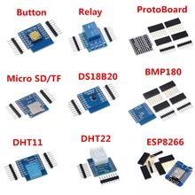 ESP8266 D1 Mini Pro WiFi макетная плата NodeMcu WS2812 RGB DHT11 DHT22 AM2302 реле DS18B20 BMP180 мотор для WeMos DIY Kit