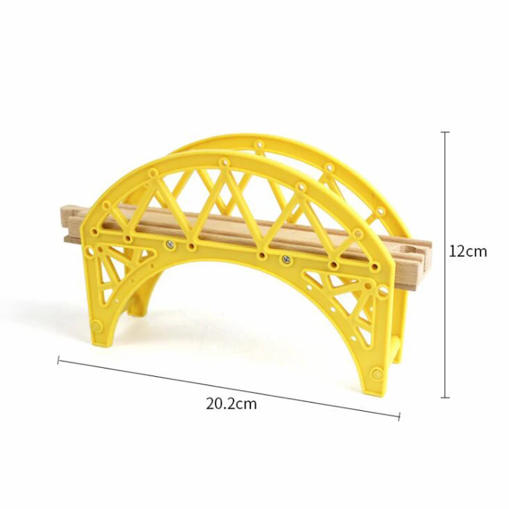 Wooden Rail Track Beech Bridge accessories Wooden Train Educational Blocks Toys Boy Kids Toy Multiple track Fit for Thomas Piece - Цвет: Yellow Bridge