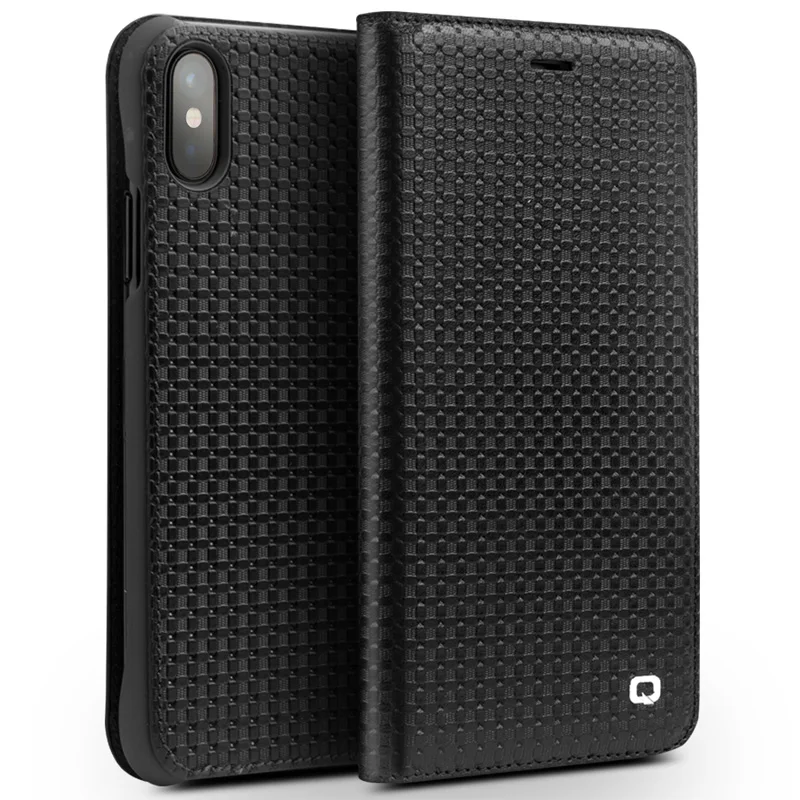 

QIALINO Case for iPhone X Luxury Genuine Leather Flip Folio Pattern Fashion Bag Cover for iPhone X Ultra Slim Card Slot 5.8 inch