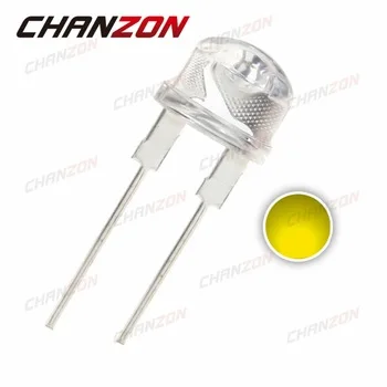 50pcs LED 8mm Straw Hat Yellow Water Clear 20mA DC 2V 8 mm LED Diode Wide Angle Emitting Diode LED Light Lamp Through Hole