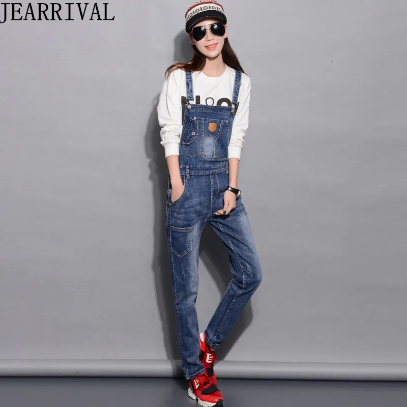 

2019 New Spring Fashion Denim Jumpsuit Women Casual Slim Overalls Long Jeans Pants Trousers Female Pockets Romper Jumpsuits