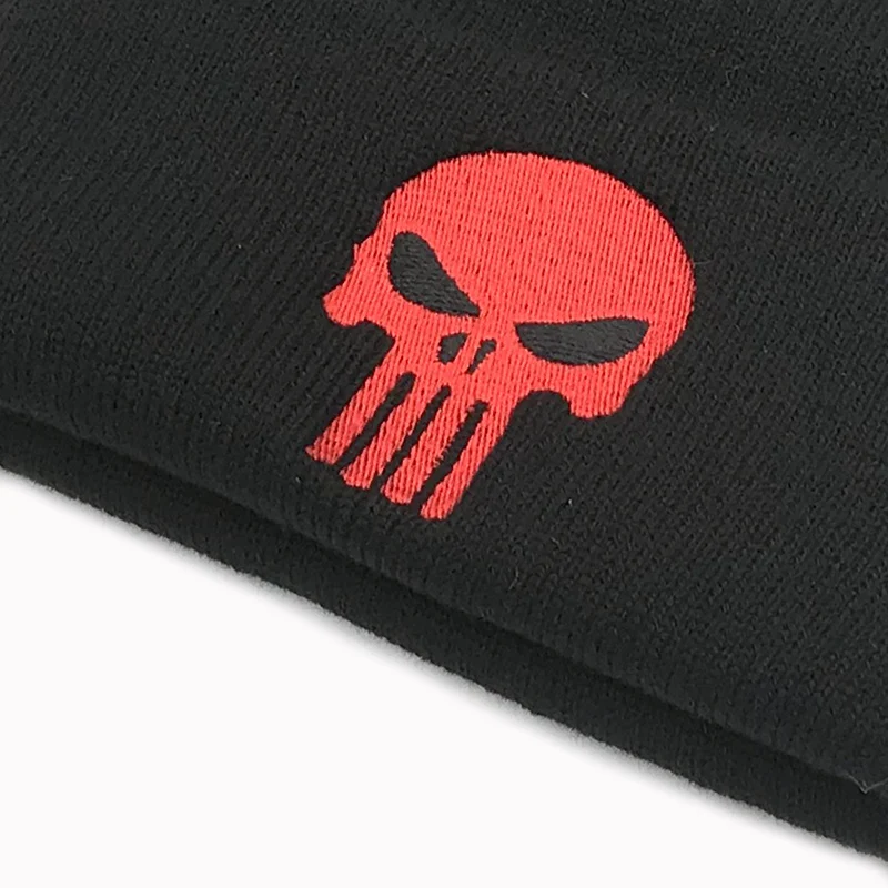 Мужская зимняя трикотажная шапка с вышивкой черные шапочки|Мужская Skullies &