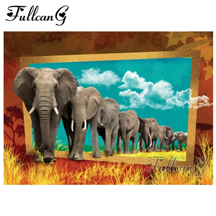 

FULLCANG 40x30cm full square/round drill 5d diy diamond painting "elephant white cloud" wholesale diamond embroidery sale FC284