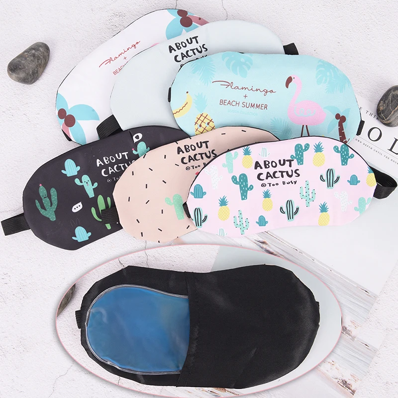 

1pc Sleep Eye Mask Cute Cartoon Eye Mask Ice Hot Pack Bag Eyeshade Breathable Sleeping Eyepatch Blindfolds Relax Cover 6 Styles