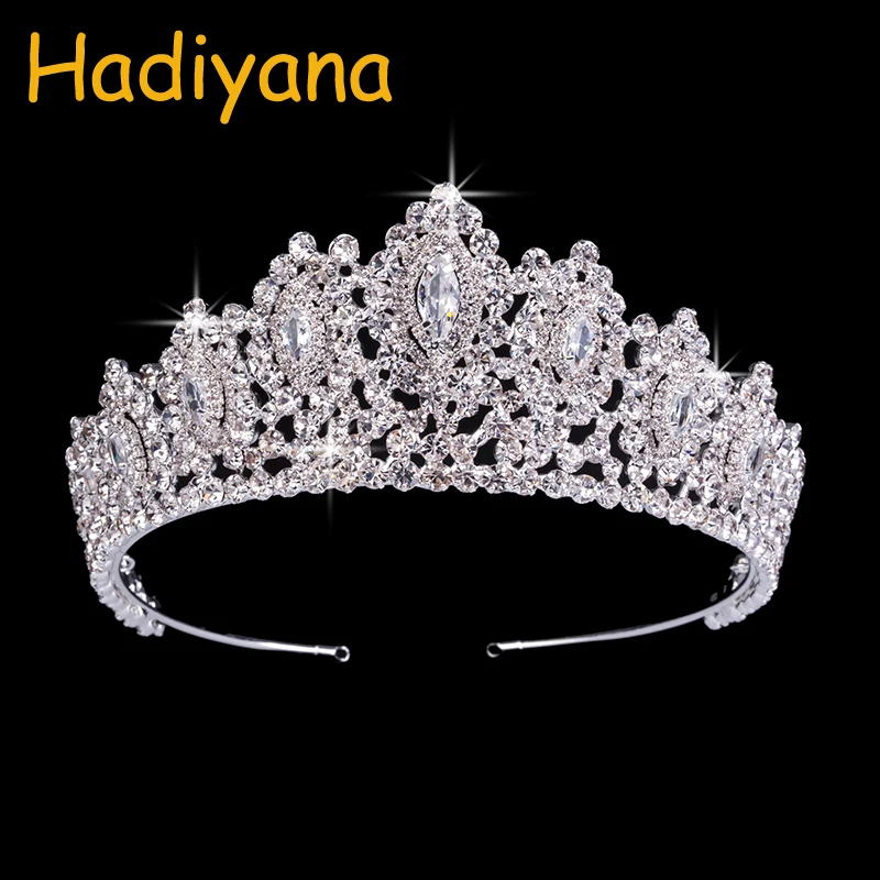 Hadiyana New AAA Rhinestone Crowns Vintage Style Big Eye Shape Wedding Accessories Bridal Hair Tiaras Yellow Gold Party BC3707 Hadiyana New AAA Rhinestone Crowns Vintage Style Big Eye Shape Wedding Accessories Bridal Hair Tiaras Yellow Gold Party BC3707