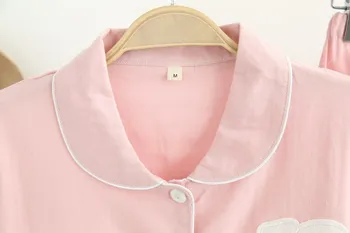 

Women Turn-Down Collar Thin Sleepwear Solid Spring Autumn Long Sleeve Pajamas Sets Button Pockets Cotton Leisurewear Suit