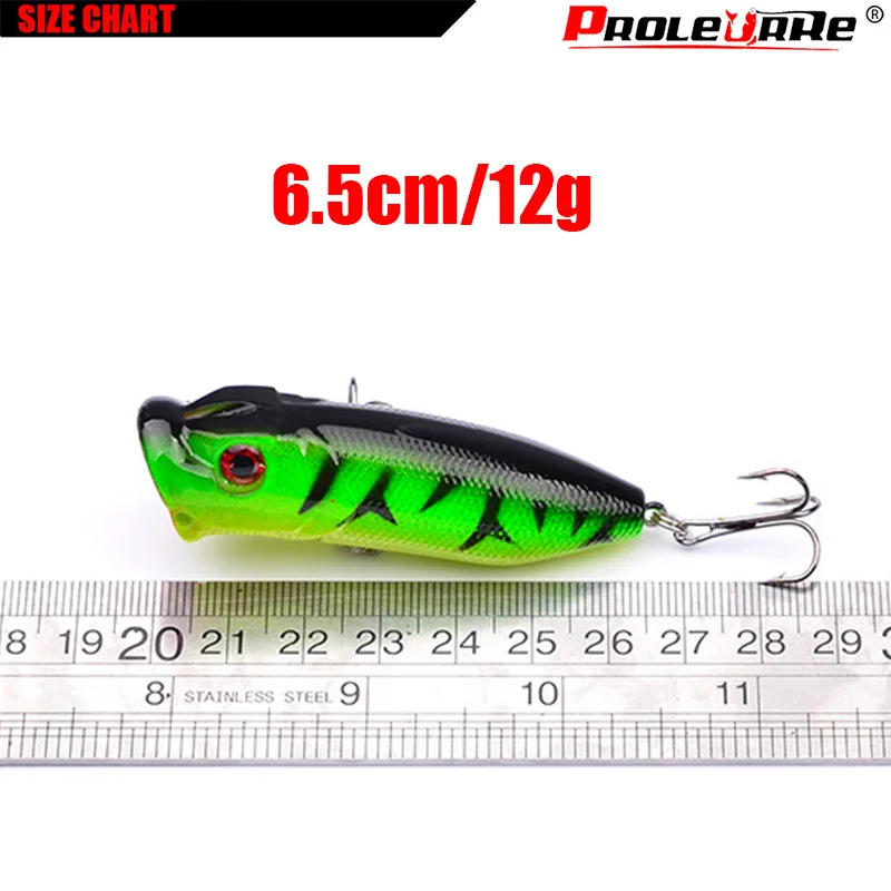 Proleurre بوبر الصيد السحر 65 مللي متر 12g الطعم Crankbait 3D عيون أعلى المياه السباحة Wobblers إيسكا Poper Pesca الصيد معالجة