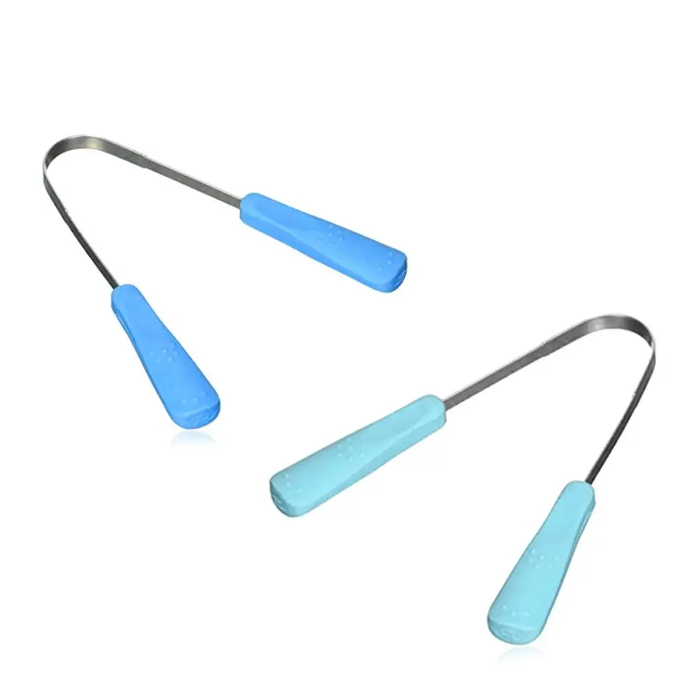 1 Pc rascador de lengua de acero inoxidable ABS limpiador de mango recubierto de cepillo de dientes Dental herramientas de cuidado de la higiene bucal