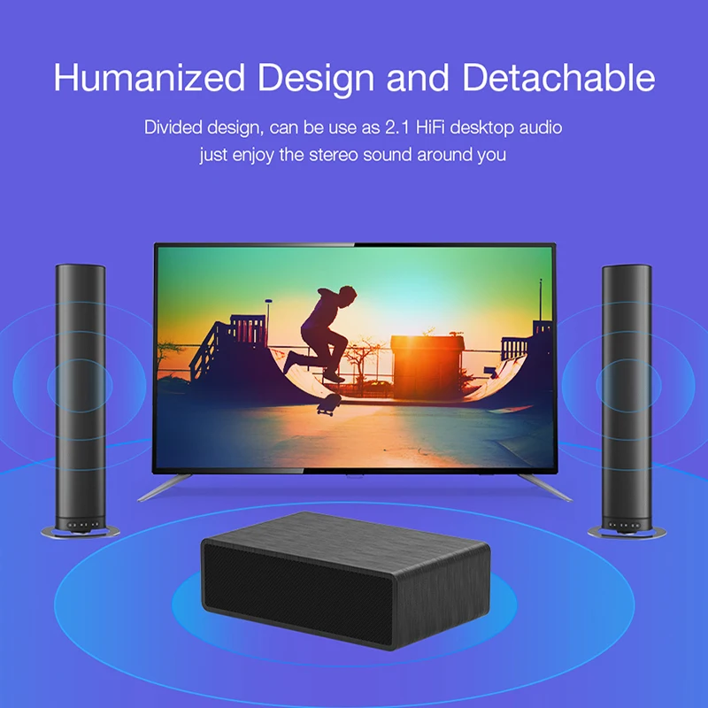 Q9 + S2 звуковая система домашнего кинотеатра Саундбар ТВ 60 Вт Bluetooth динамик