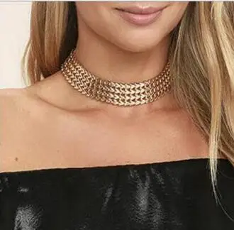 

Tenande Punk Big Statement Chunky Chain Necklaces Hollow Double W Choker Necklaces Pendants for Women Simple Style Collier