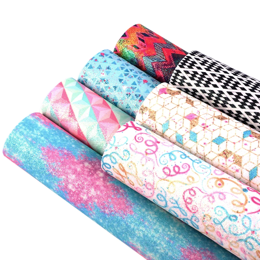 

david angie 20*34cm Argyle Shape Printed Shiny Glitter Fabric Leather Sheet,DIY Hairbow Garment Handbag Decor Material,1Yc5594