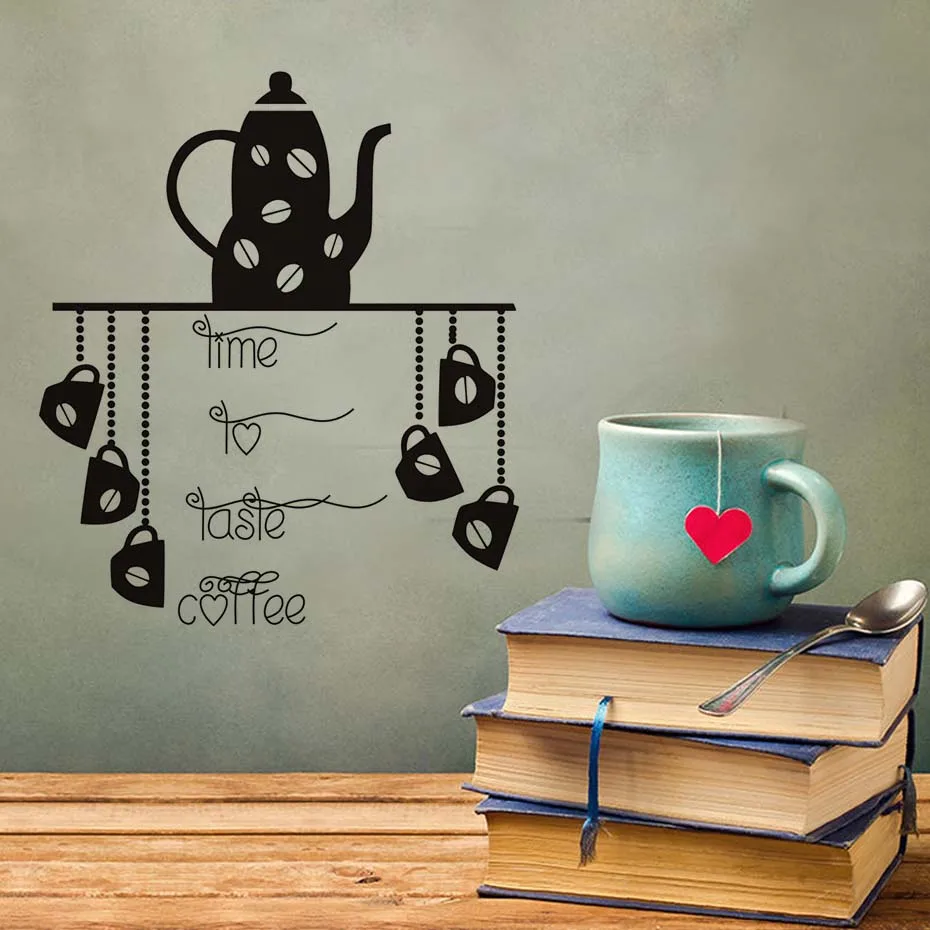 Time To Taste Coffee Kitchen Wall Stickers Teapot Coffee Cup Wall Watercolor Removable Decals Decoration Art Vinyl Time To Taste Coffee Kitchen Wall Stickers Teapot Coffee Cup Wall Watercolor Removable Decals Decoration Art Vinyl