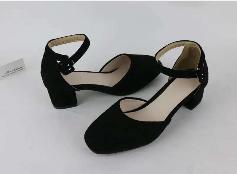Meotina/Женская обувь; женские туфли-лодочки на высоком каблуке с ремешком на щиколотке; коллекция года; повседневные туфли-лодочки на среднем толстом каблуке; красные туфли; Sapatos; Размеры 33-42