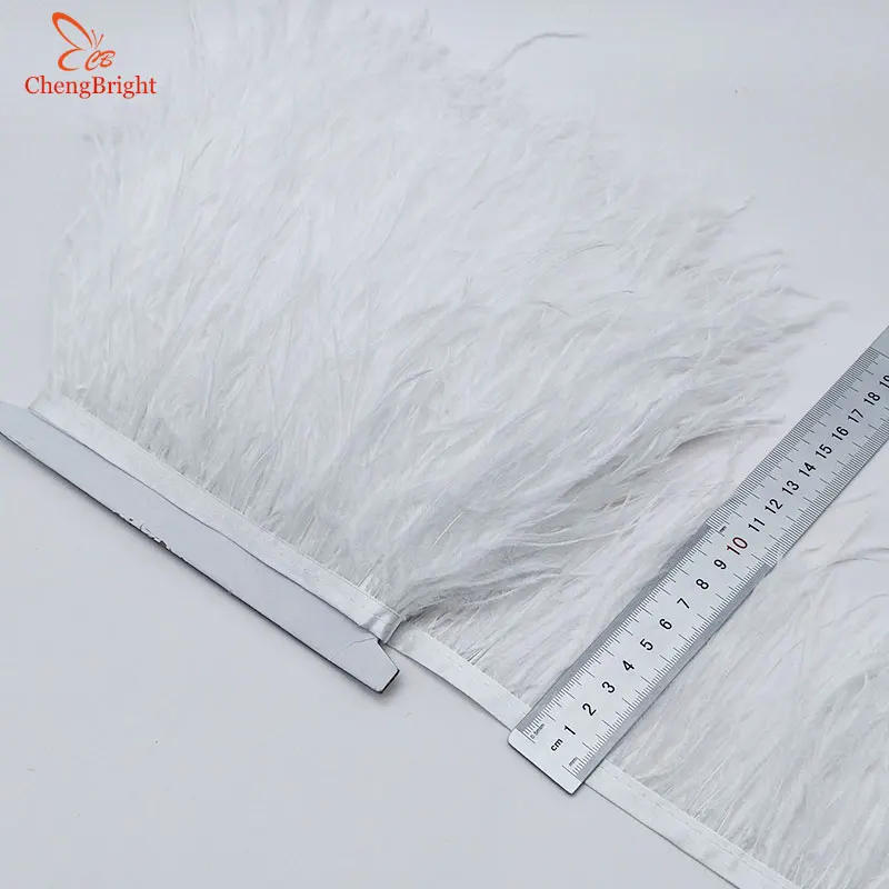 CHENGVRIGHT 10-15 см, высокое качество, настоящая цветная обрезки страусовых перьев для юбки/платья/костюма, перья, ленты - Цвет: White