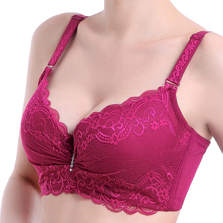 

Thin plus size bra cup adjustable push up side gathering furu mm Large c cup e cup women's underwear lace push up bras 100E 105E