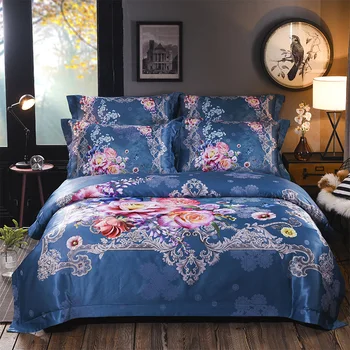 

Luxury Bohemian Wind 3D Pure Cotton Queen Flower Bedding 4pcs Bedding Sheet Pillowcase