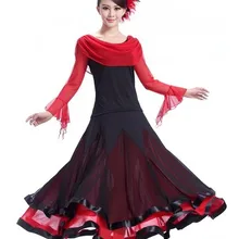 Комплект одежды для бальных танцев, женский современный танцевальный Топ и Расширенная юбка для танцев/Танго, танцевальные костюмы, платье для танцев#301