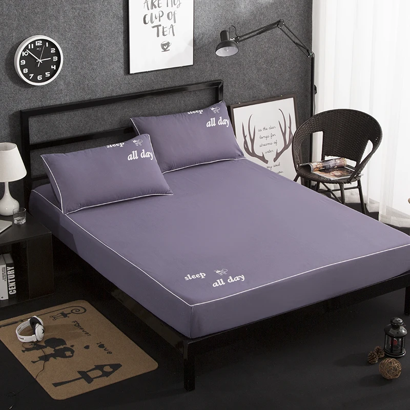 

Fitted Sheet Mattress Cover Solid Color Skin friendly cotton sheet Bed Sheets With Elastic Band Double Queen Size Bedsheet