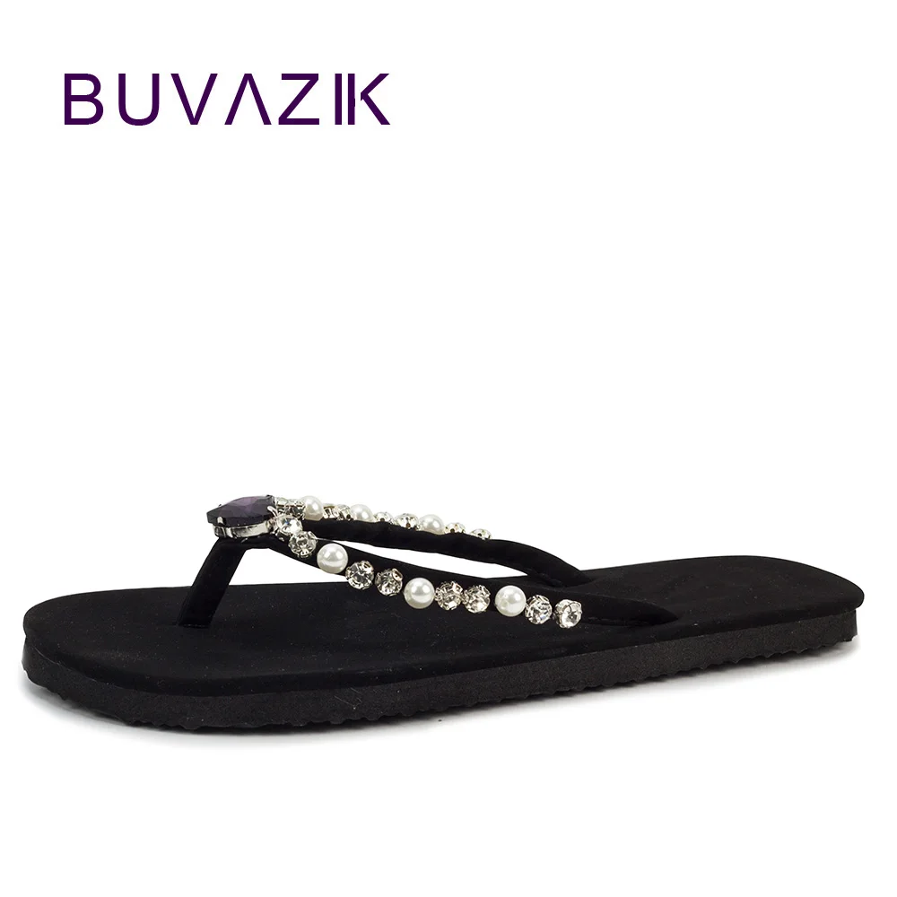 

2018 Summer New Women Outdoor Beach Leisure Slippers EVA Crystal Decoration Slip-on Flip Flops shoes woman size 39 40